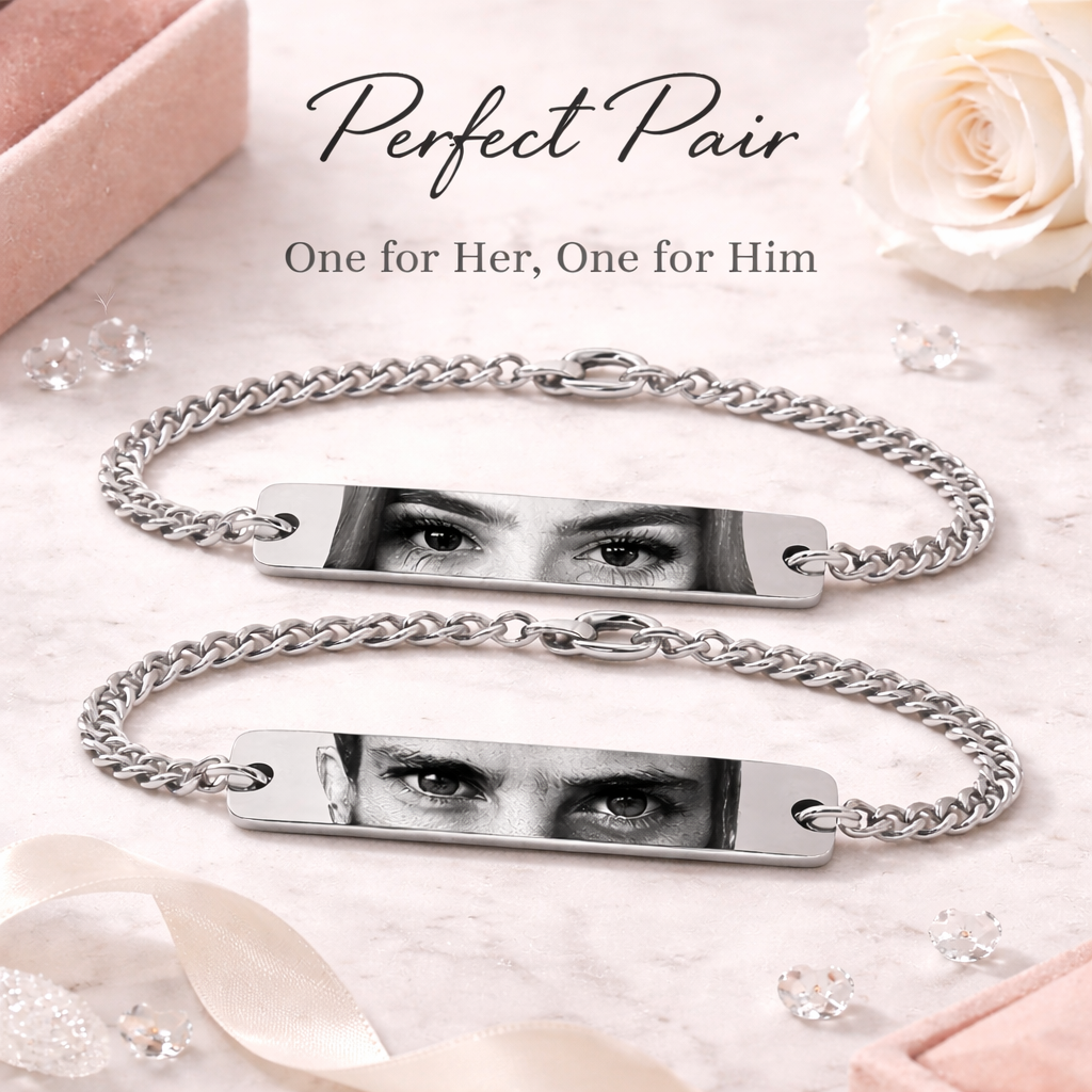 Occhi Miei® Couple Bracelet Set – Matching Personalized Eye Bracelets from Your Photos
