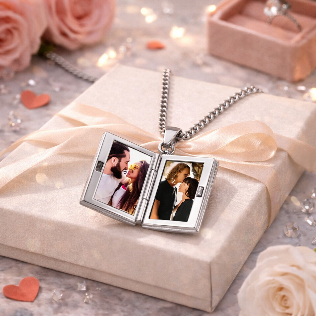قلادة دياريو ميو® المخصصة على شكل كتاب صور – قصة خفية عن الحب والذكريات