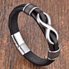 Classic Stainless Steel & Leather Bracelet for Men - Business Style Chain Wristband, Gift for Dad/Boyfriend